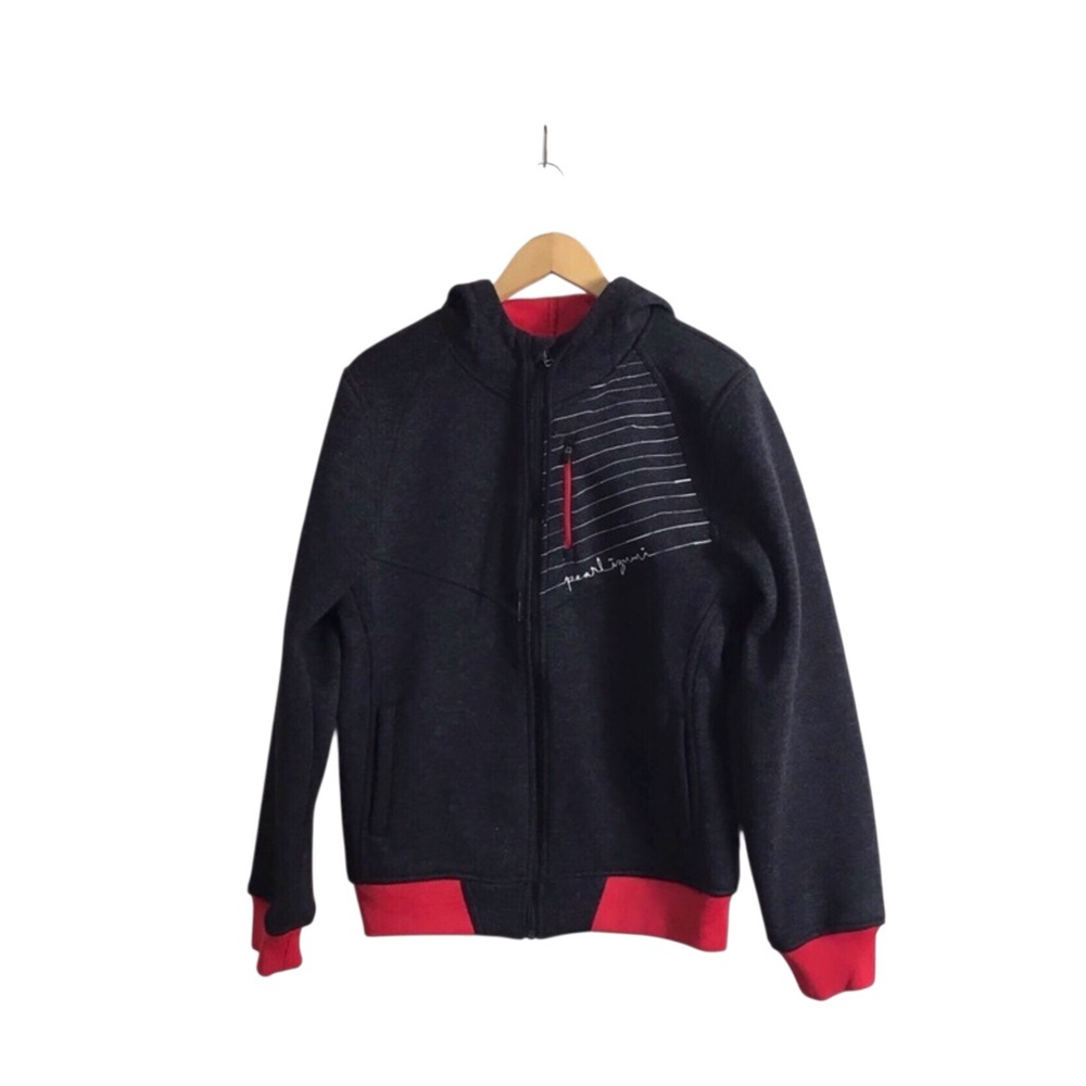 Pearl Izumi Small Black Red Wool Blend Full Zip Cycling Thermal Hoodie Athletic
